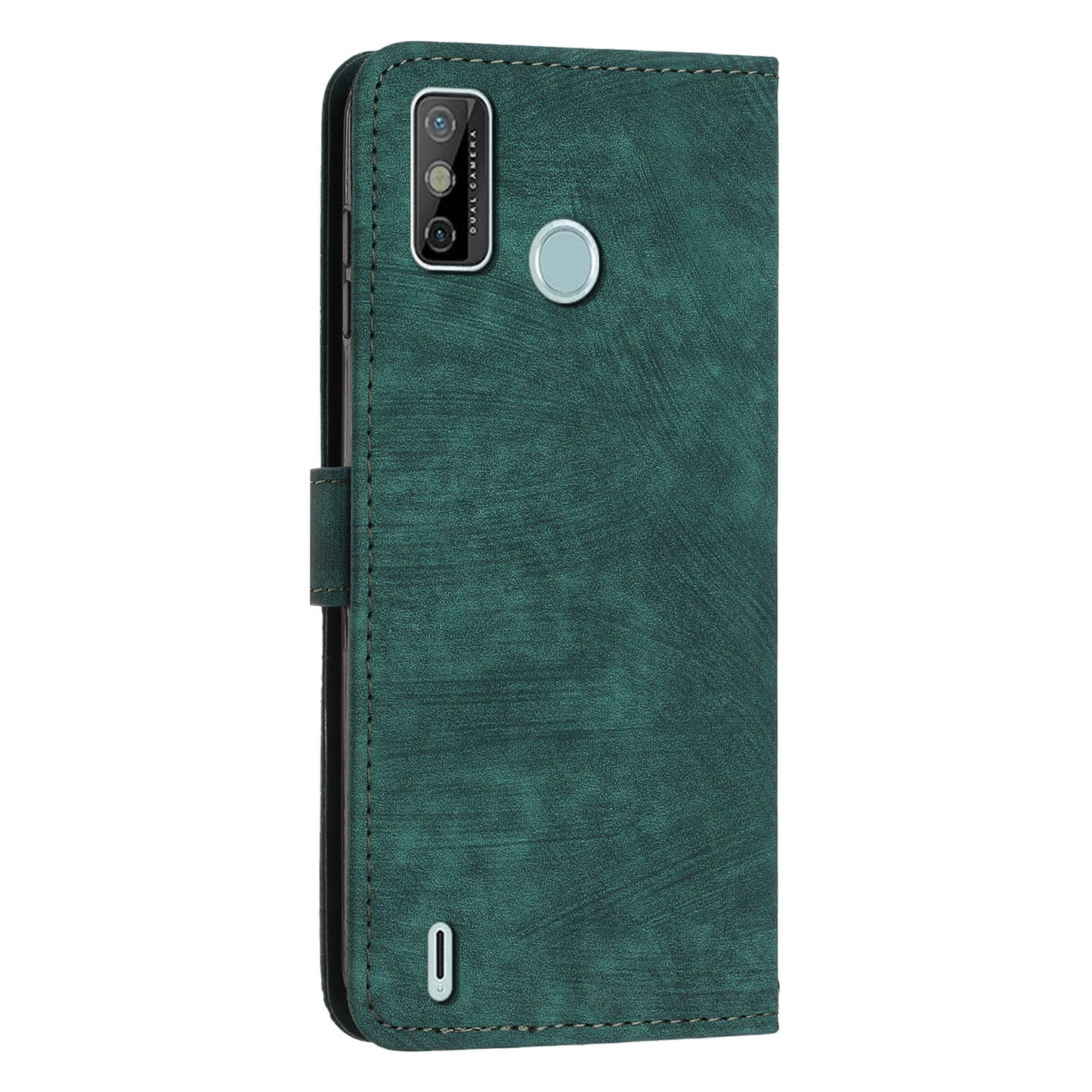 For Tecno Spark 6 Go / Spark Go 2021 / 2020 Leather Phone Wallet Case Lines Imprinted Stand Cover with Straps