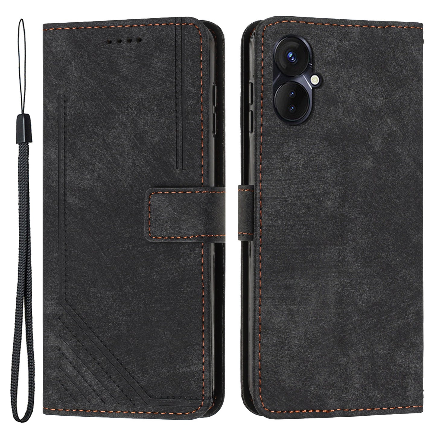 For Tecno Spark 9 Pro 4G PU Leather Wallet Lines Imprint Phone Shell Skin-touch Flip Stand Smartphone Case