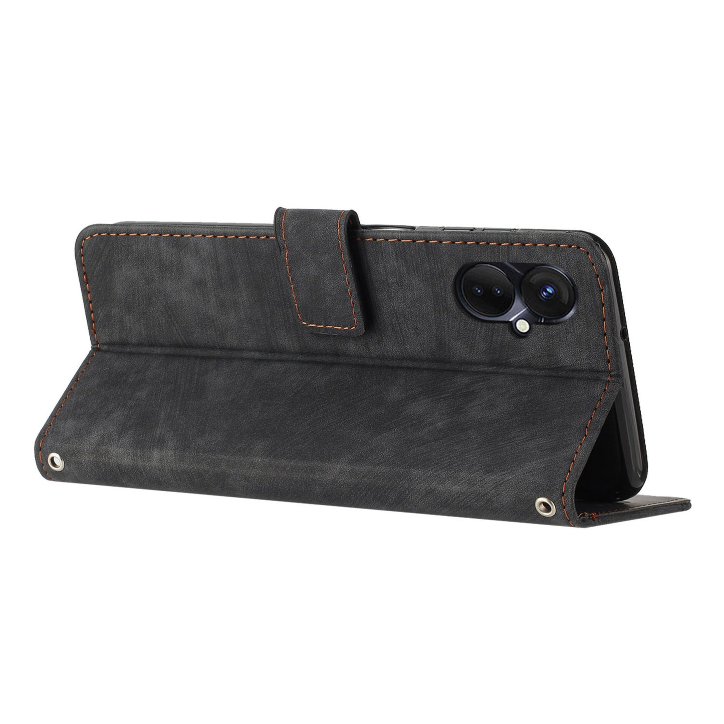 For Tecno Spark 9 Pro 4G PU Leather Wallet Lines Imprint Phone Shell Skin-touch Flip Stand Smartphone Case