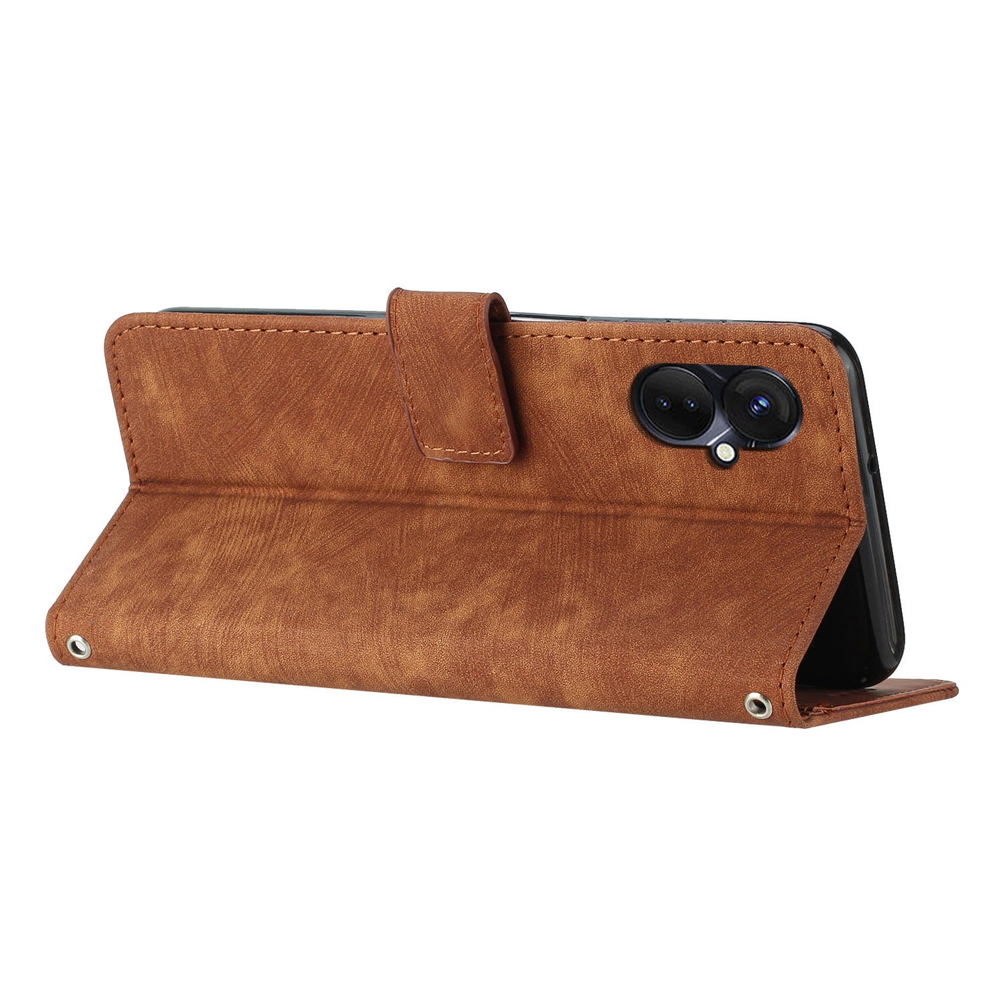 For Tecno Spark 9 Pro 4G PU Leather Wallet Lines Imprint Phone Shell Skin-touch Flip Stand Smartphone Case