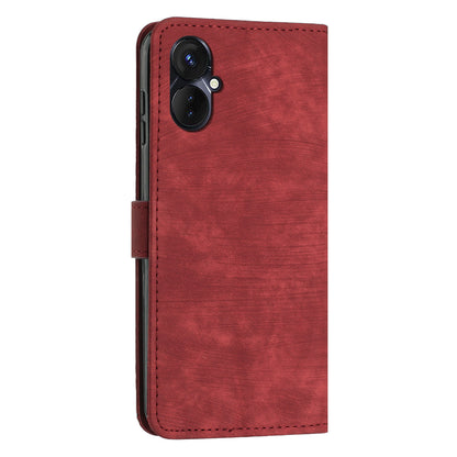 For Tecno Spark 9 Pro 4G PU Leather Wallet Lines Imprint Phone Shell Skin-touch Flip Stand Smartphone Case