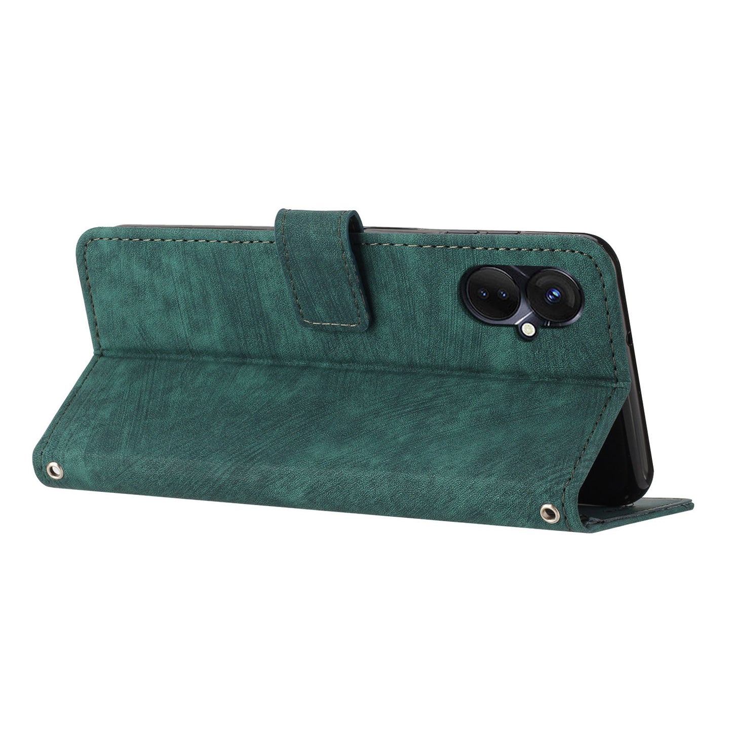 For Tecno Spark 9 Pro 4G PU Leather Wallet Lines Imprint Phone Shell Skin-touch Flip Stand Smartphone Case