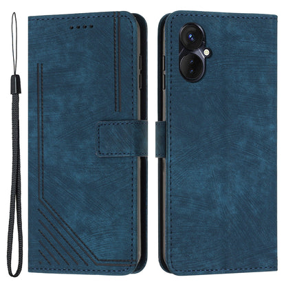 For Tecno Spark 9 Pro 4G PU Leather Wallet Lines Imprint Phone Shell Skin-touch Flip Stand Smartphone Case