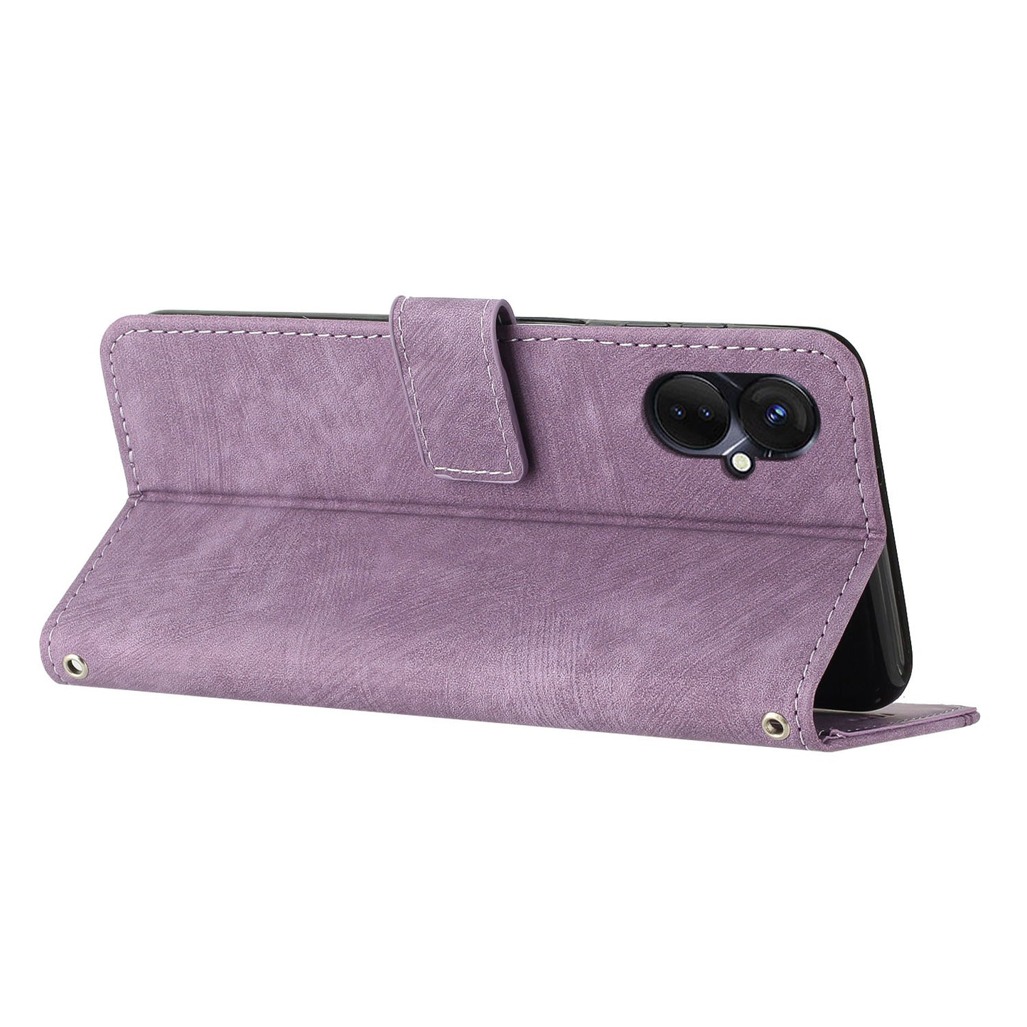 For Tecno Spark 9 Pro 4G PU Leather Wallet Lines Imprint Phone Shell Skin-touch Flip Stand Smartphone Case