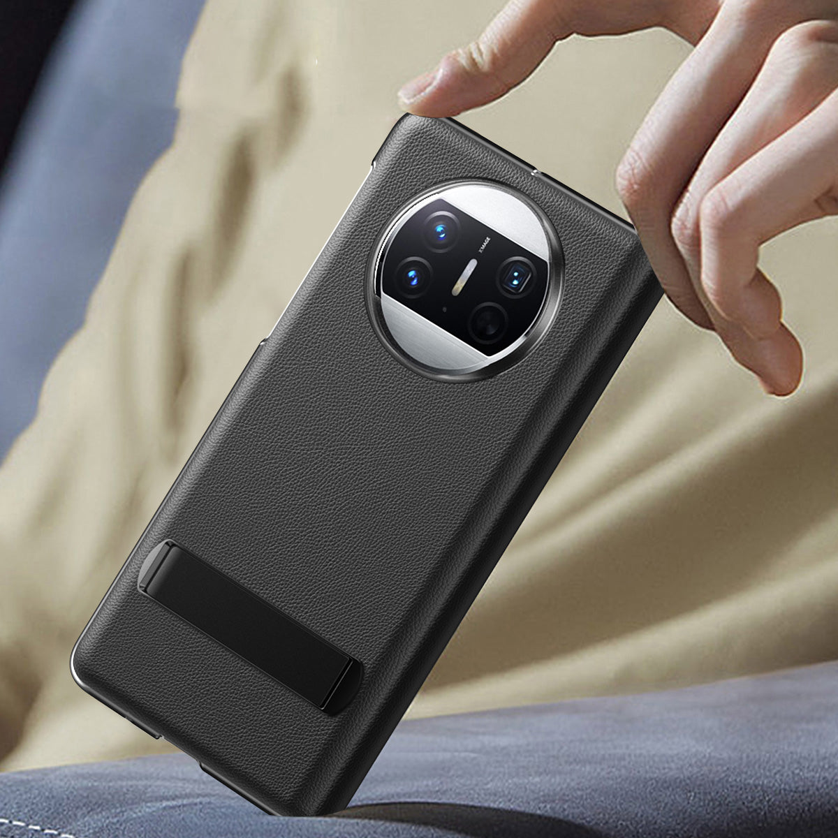 Phone Cover for Huawei Mate X3 5G Protective Case PU Leather PC Phone Shell with Kickstand