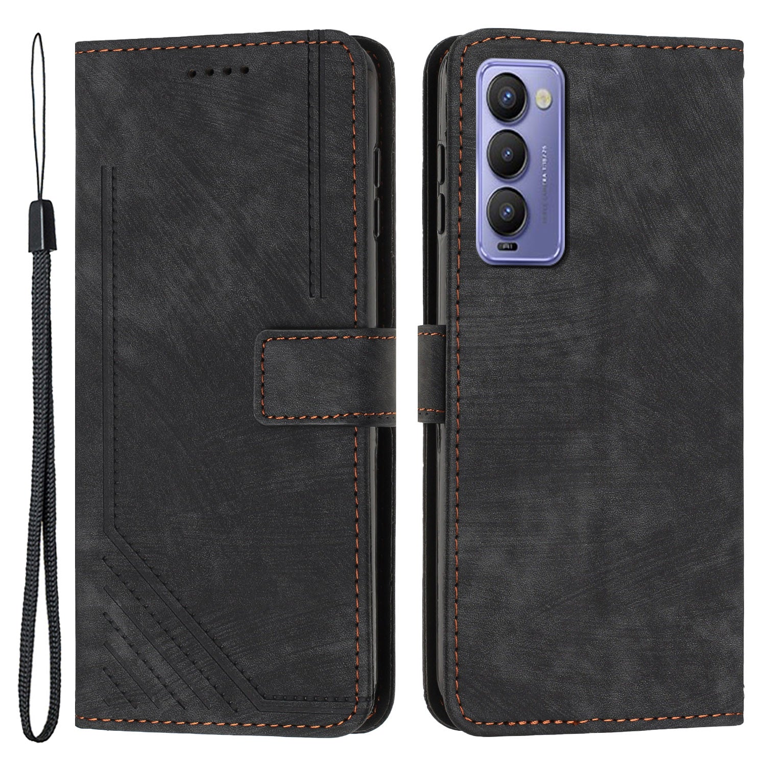 Imprinted Line Phone Case for Tecno Camon 18 P / Camon 18, TPU+PU Leather Wallet Skin-touch Flip Stand Mobile Cover