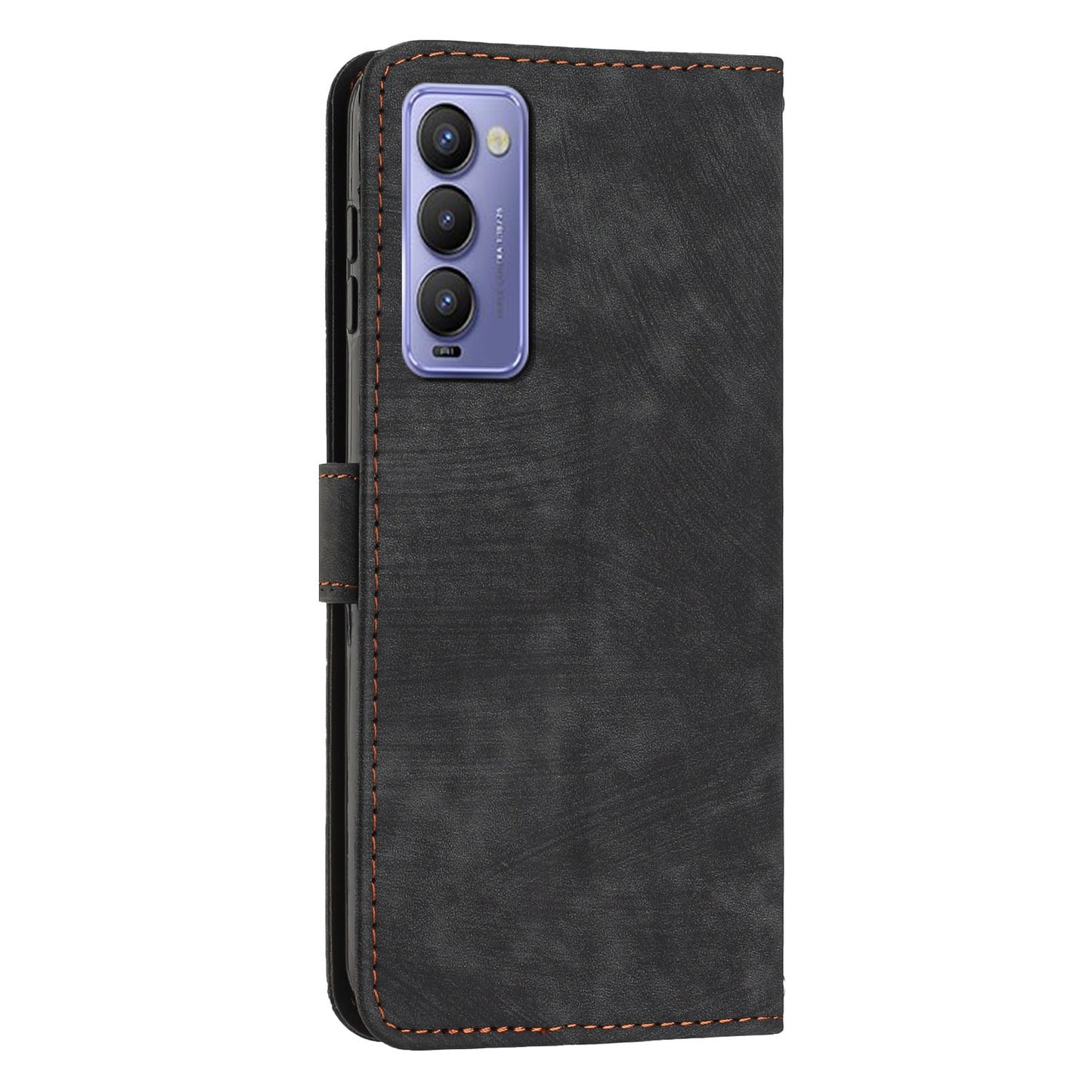 Imprinted Line Phone Case for Tecno Camon 18 P / Camon 18, TPU+PU Leather Wallet Skin-touch Flip Stand Mobile Cover