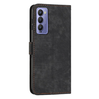 Imprinted Line Phone Case for Tecno Camon 18 P / Camon 18, TPU+PU Leather Wallet Skin-touch Flip Stand Mobile Cover