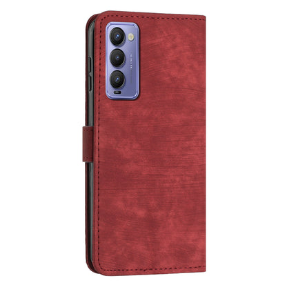 Imprinted Line Phone Case for Tecno Camon 18 P / Camon 18, TPU+PU Leather Wallet Skin-touch Flip Stand Mobile Cover