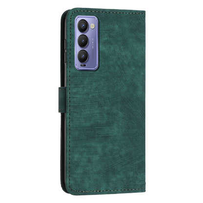 Imprinted Line Phone Case for Tecno Camon 18 P / Camon 18, TPU+PU Leather Wallet Skin-touch Flip Stand Mobile Cover