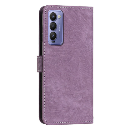 Imprinted Line Phone Case for Tecno Camon 18 P / Camon 18, TPU+PU Leather Wallet Skin-touch Flip Stand Mobile Cover