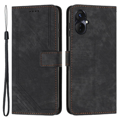 For Tecno Camon 19 Neo 4G Flip Stand Mobile Phone Case Imprint Lines PU Leather Wallet Anti-Dust Skin-touch Cover Shell