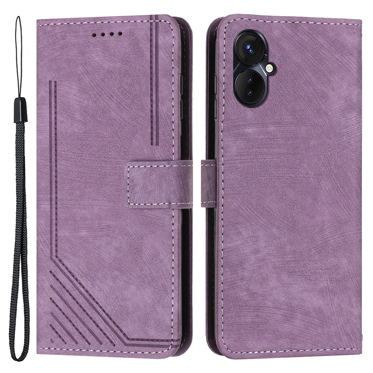 For Tecno Camon 19 Neo 4G Flip Stand Mobile Phone Case Imprint Lines PU Leather Wallet Anti-Dust Skin-touch Cover Shell