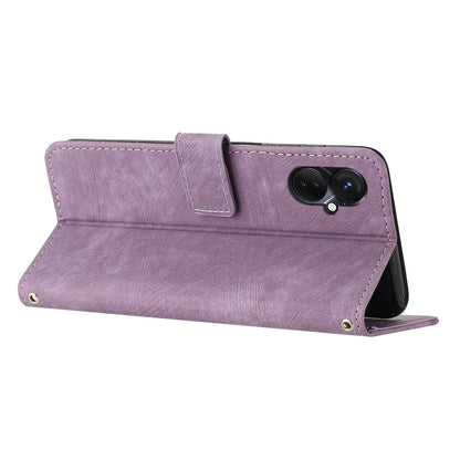 For Tecno Camon 19 Neo 4G Flip Stand Mobile Phone Case Imprint Lines PU Leather Wallet Anti-Dust Skin-touch Cover Shell