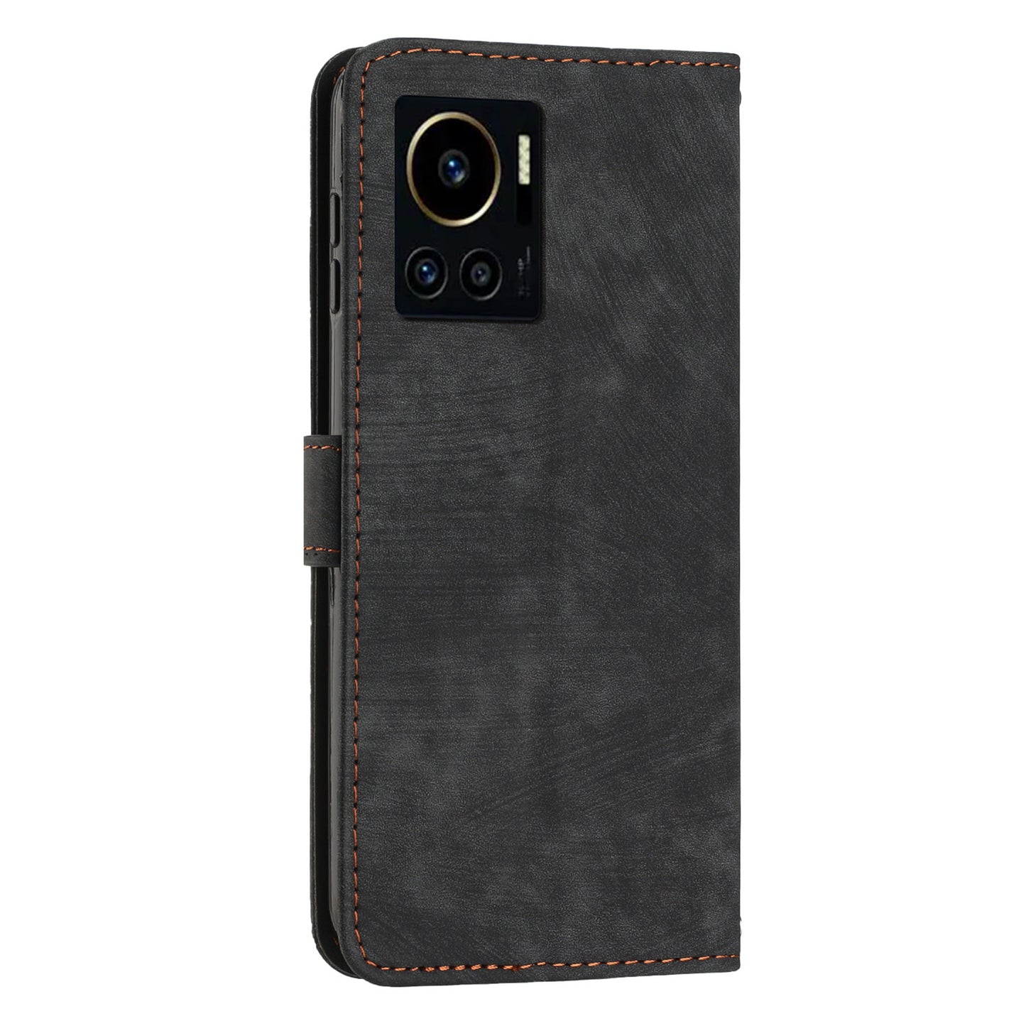 Anti-Dust PU Leather Wallet Phone Case for Infinix Note 12 VIP 4G , Stand Imprinted Lines Phone Shell Cover with Straps