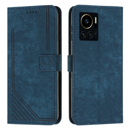 Anti-Dust PU Leather Wallet Phone Case for Infinix Note 12 VIP 4G , Stand Imprinted Lines Phone Shell Cover with Straps