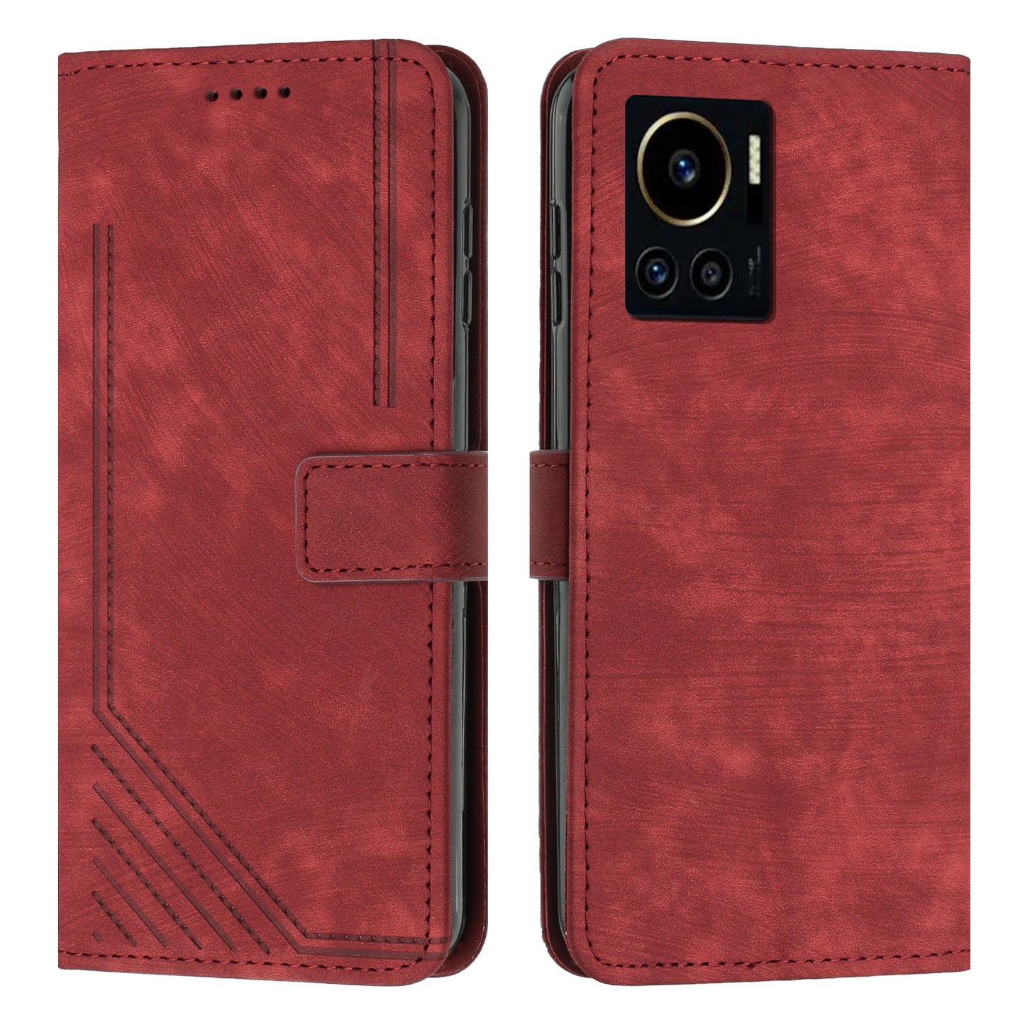 Anti-Dust PU Leather Wallet Phone Case for Infinix Note 12 VIP 4G , Stand Imprinted Lines Phone Shell Cover with Straps
