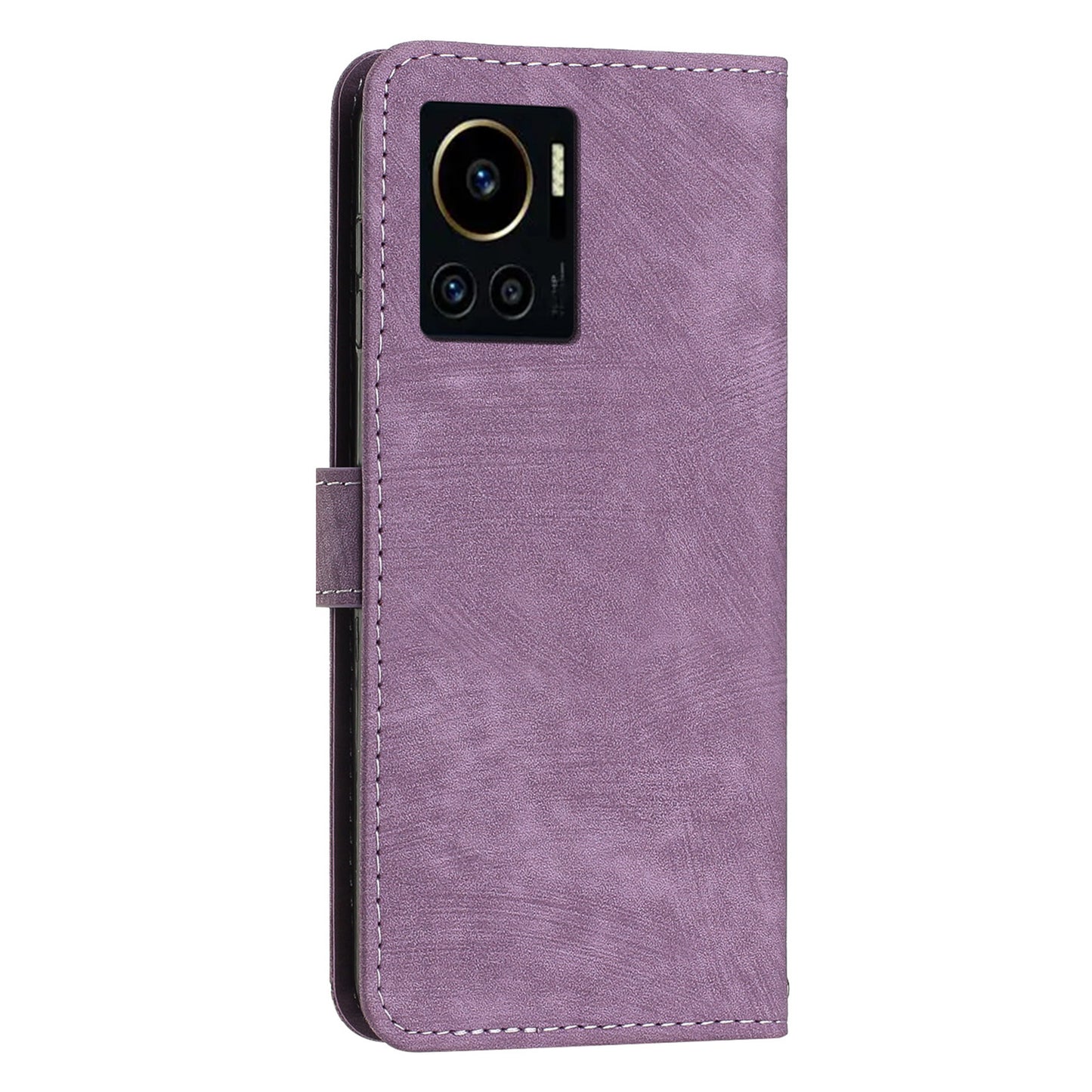 Anti-Dust PU Leather Wallet Phone Case for Infinix Note 12 VIP 4G , Stand Imprinted Lines Phone Shell Cover with Straps
