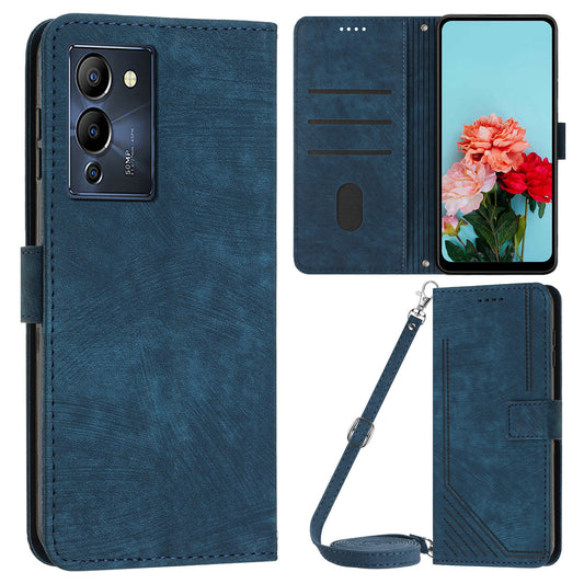 For Infinix Note 12 G96 4G Imprinted Lines Phone Shell Cover PU Leather Wallet Phone Stand Case with Straps