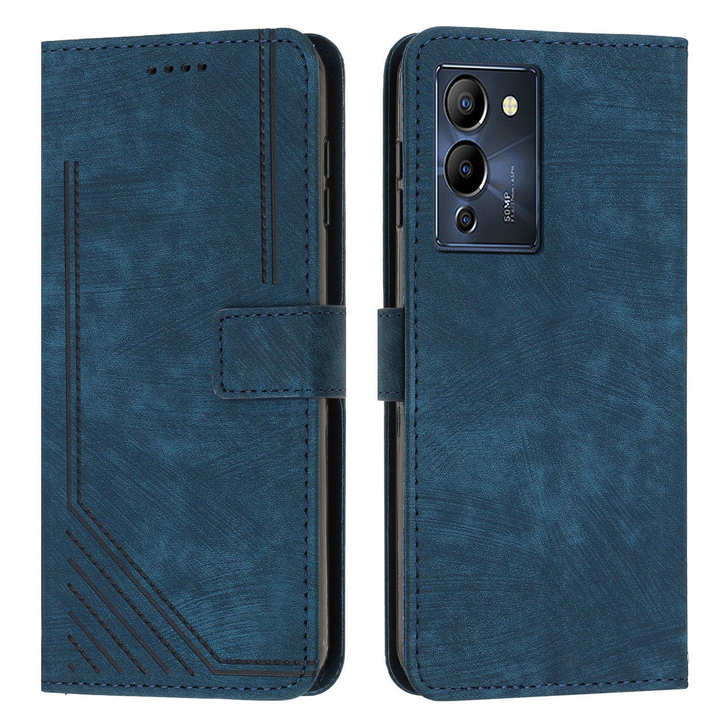 For Infinix Note 12 G96 4G Imprinted Lines Phone Shell Cover PU Leather Wallet Phone Stand Case with Straps