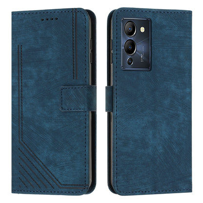 For Infinix Note 12 G96 4G Imprinted Lines Phone Shell Cover PU Leather Wallet Phone Stand Case with Straps