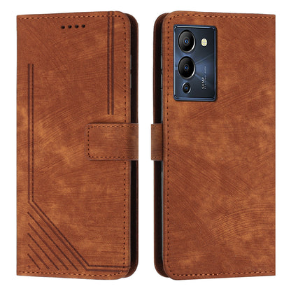 For Infinix Note 12 G96 4G Imprinted Lines Phone Shell Cover PU Leather Wallet Phone Stand Case with Straps