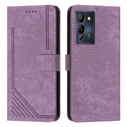For Infinix Note 12 G96 4G Imprinted Lines Phone Shell Cover PU Leather Wallet Phone Stand Case with Straps