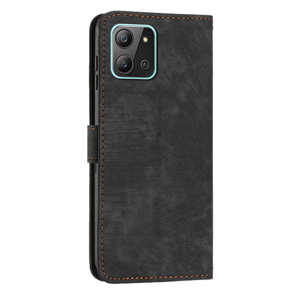 For Infinix Hot 11 2022 4G Flip PU Leather Case Lines Imprinted Stand Wallet Phone Cover