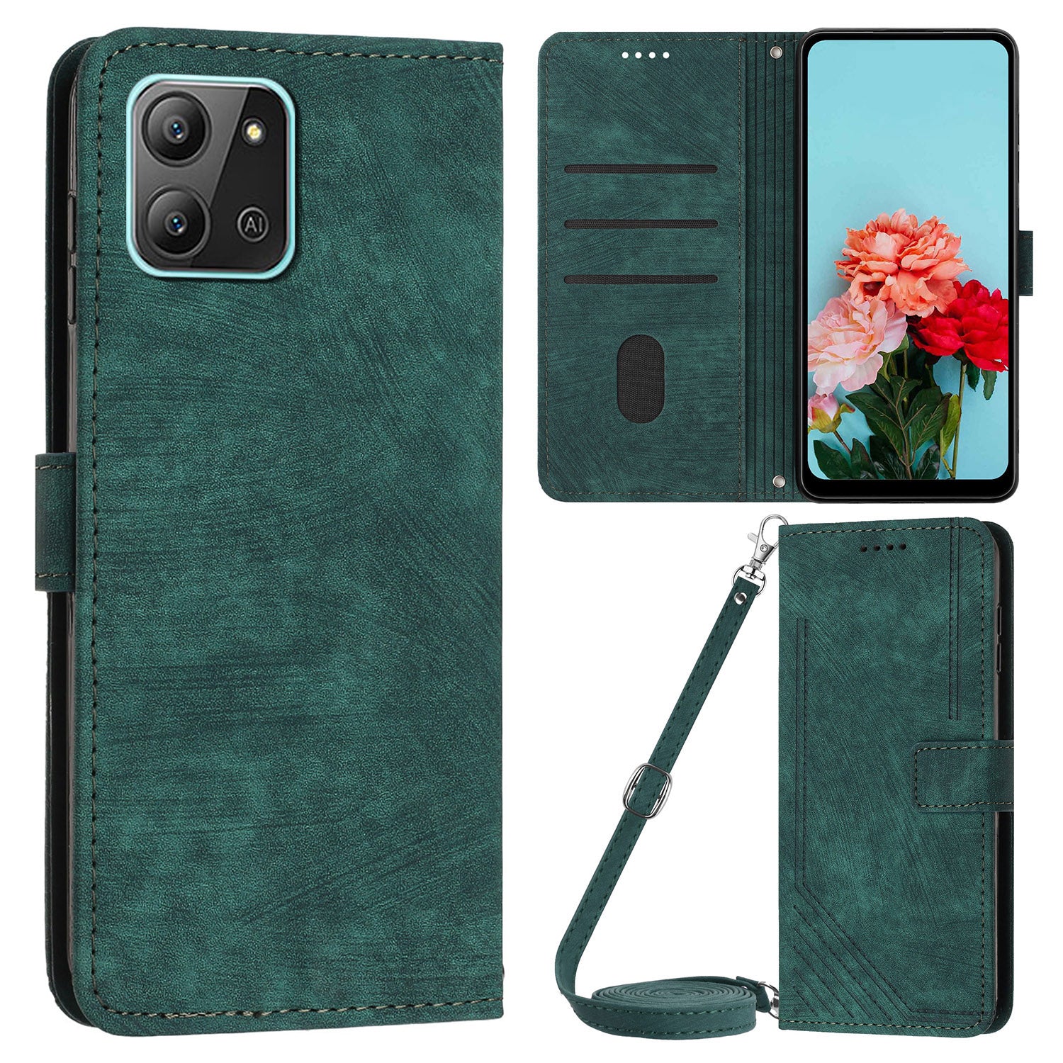 For Infinix Hot 11 2022 4G Flip PU Leather Case Lines Imprinted Stand Wallet Phone Cover