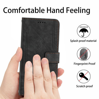 For Infinix Smart 6 Plus (India) 4G Stand PU Leather Wallet Phone Case Lines Imprinted Cover with Straps