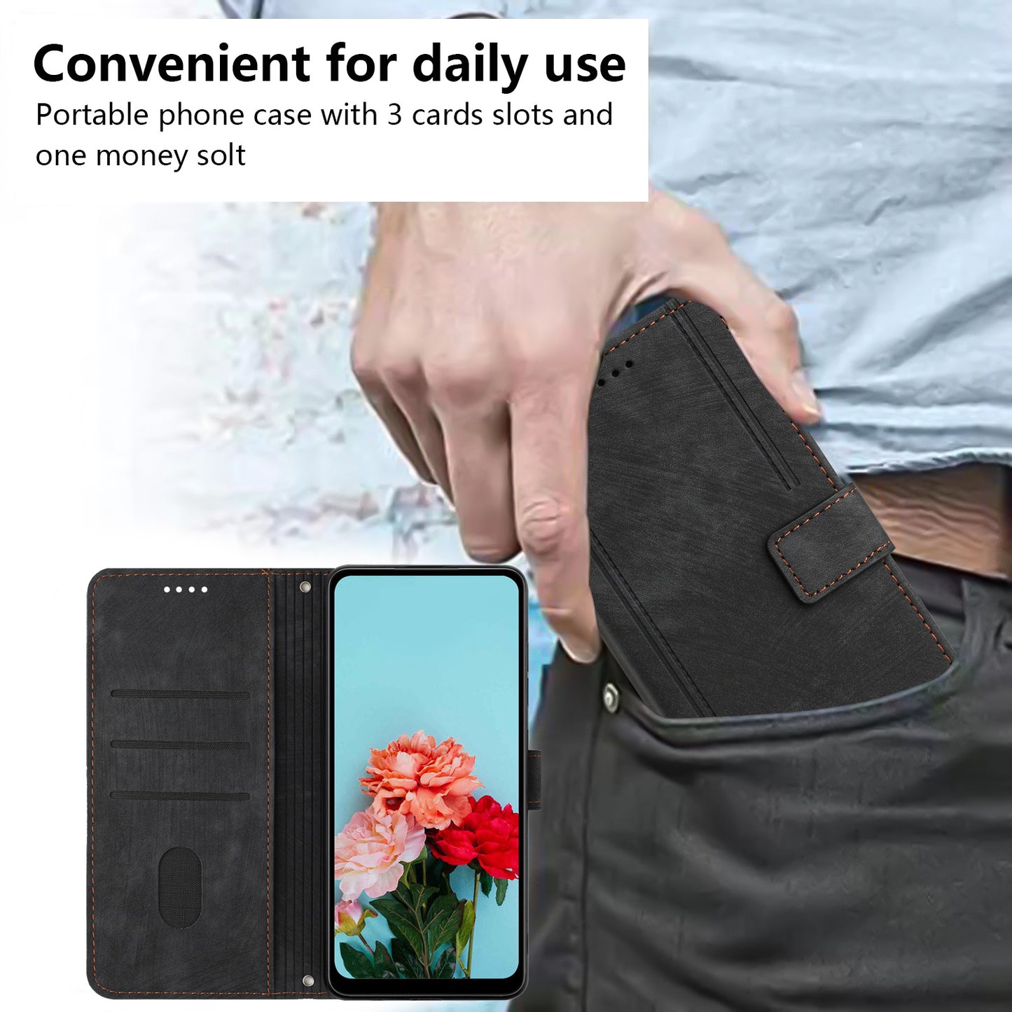 For Infinix Smart 6 Plus (India) 4G Stand PU Leather Wallet Phone Case Lines Imprinted Cover with Straps