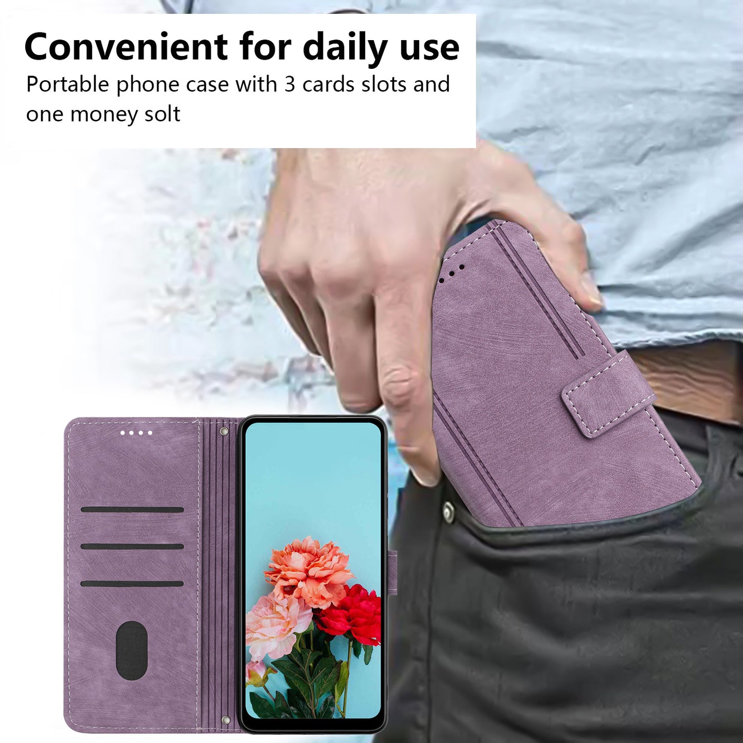 For Infinix Smart 6 Plus (India) 4G Stand PU Leather Wallet Phone Case Lines Imprinted Cover with Straps
