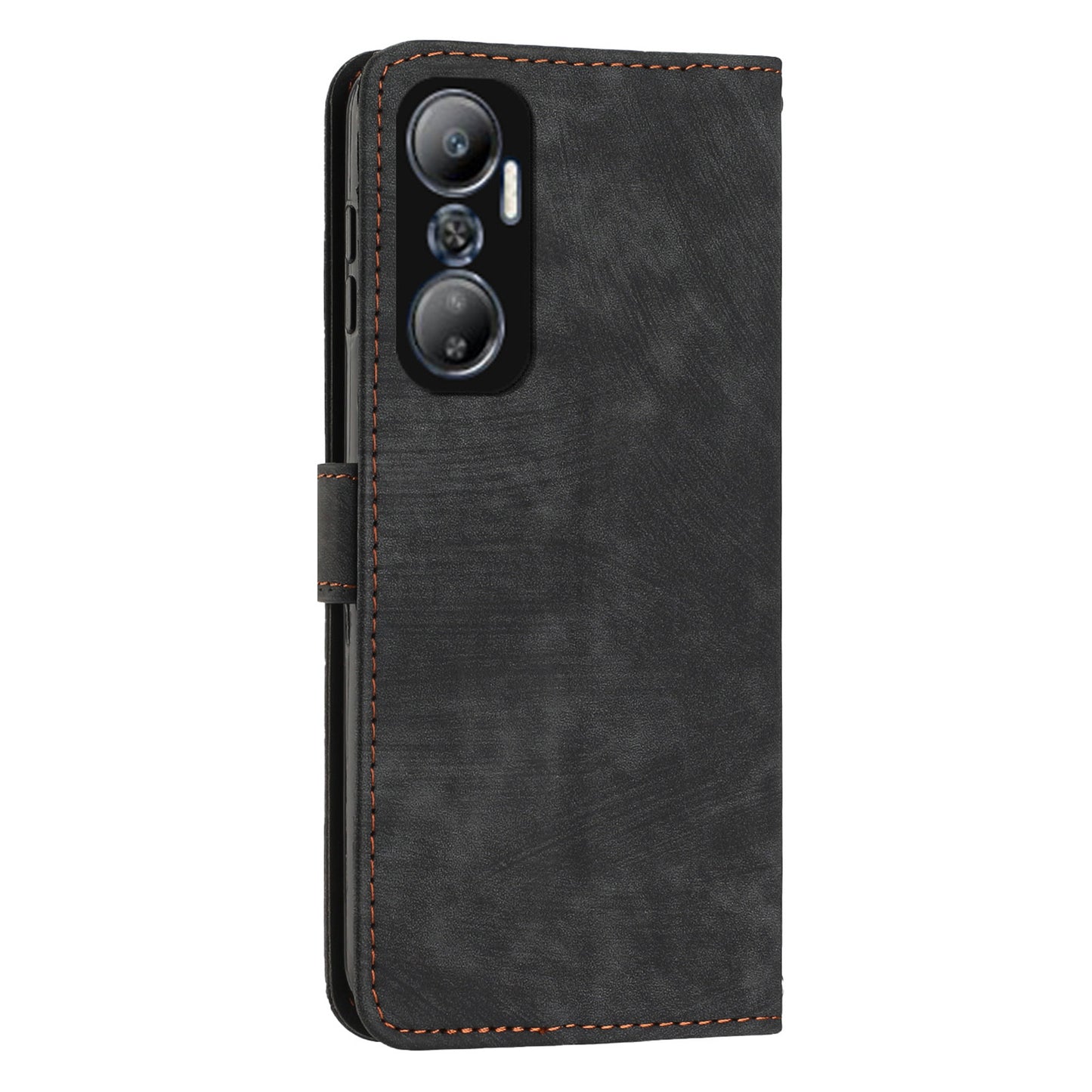 For Infinix Hot 20 4G PU Leather Flip Phone Case Lines Imprinted Stand Wallet Magnetic Closure Cover