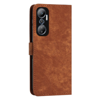 For Infinix Hot 20 4G PU Leather Flip Phone Case Lines Imprinted Stand Wallet Magnetic Closure Cover