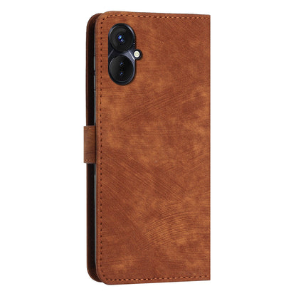 For Tecno Camon 19 Neo 4G PU Leather Phone Case Wallet Stand Lines Imprinted Flip Protective Cover