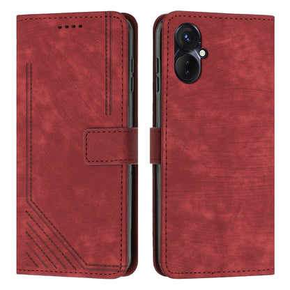 For Tecno Camon 19 Neo 4G PU Leather Phone Case Wallet Stand Lines Imprinted Flip Protective Cover