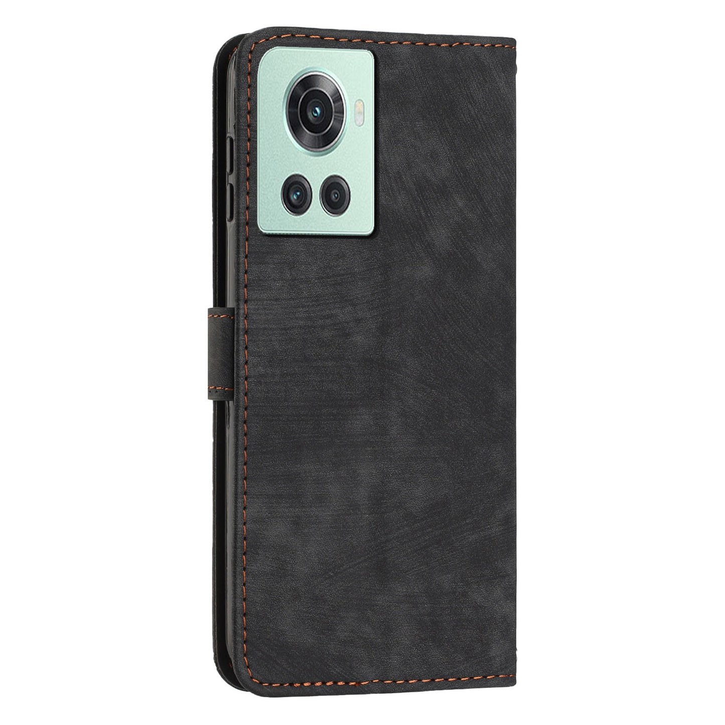 PU Leather Phone Stand Cover for OnePlus Ace 5G , Anti-Scratch Imprinted Lines Wallet Phone Case with Straps
