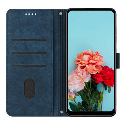 PU Leather Phone Stand Cover for OnePlus Ace 5G , Anti-Scratch Imprinted Lines Wallet Phone Case with Straps