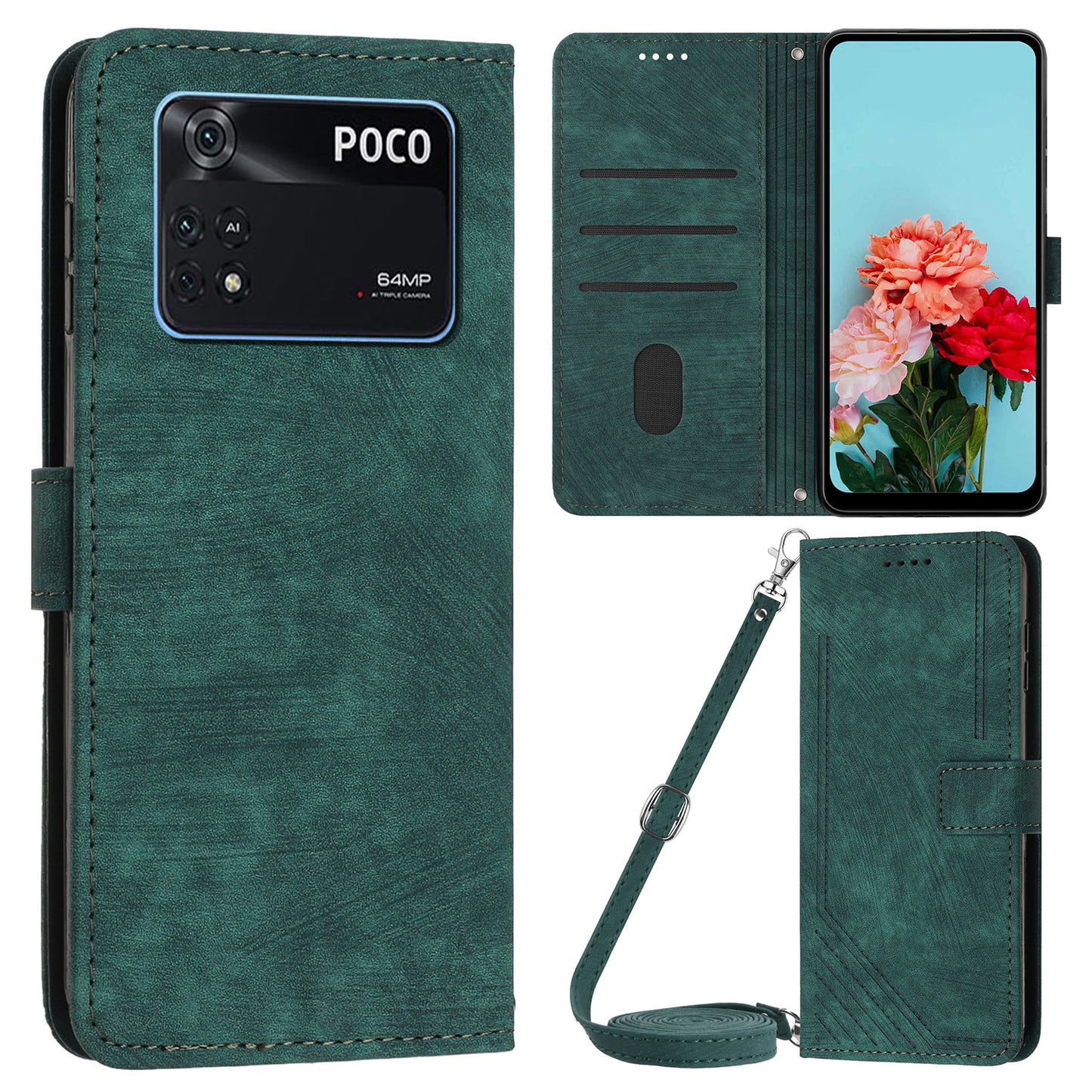 PU Leather Phone Stand Cover for OnePlus Ace 5G , Anti-Scratch Imprinted Lines Wallet Phone Case with Straps