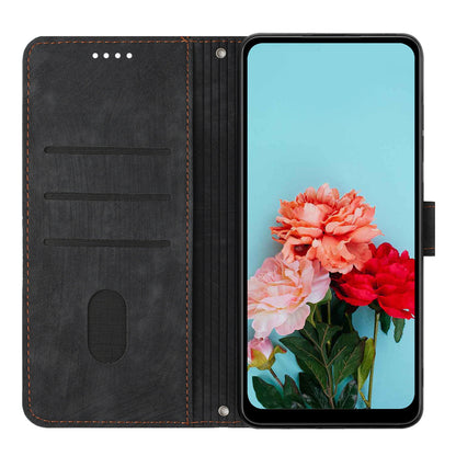 Flip Stand Phone Case for OnePlus Nord CE 3 5G , Imprint Lines PU Leather Skin-touch Phone Cover Wallet
