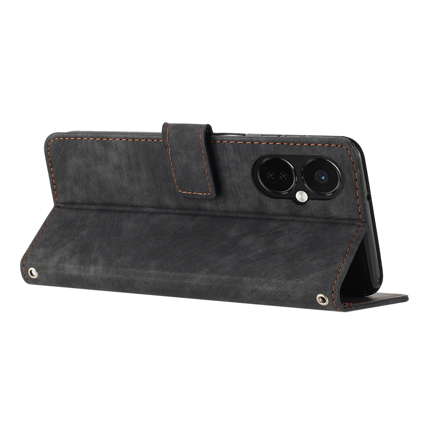 Flip Stand Phone Case for OnePlus Nord CE 3 5G , Imprint Lines PU Leather Skin-touch Phone Cover Wallet