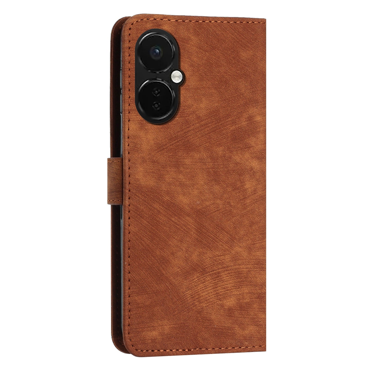 Flip Stand Phone Case for OnePlus Nord CE 3 5G , Imprint Lines PU Leather Skin-touch Phone Cover Wallet