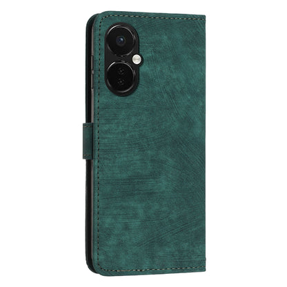 Flip Stand Phone Case for OnePlus Nord CE 3 5G , Imprint Lines PU Leather Skin-touch Phone Cover Wallet