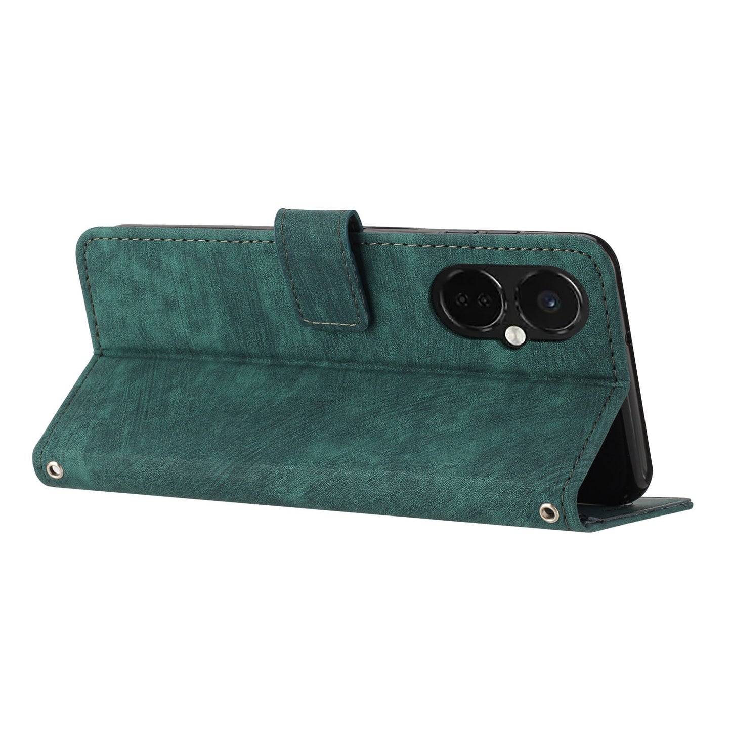 Flip Stand Phone Case for OnePlus Nord CE 3 5G , Imprint Lines PU Leather Skin-touch Phone Cover Wallet