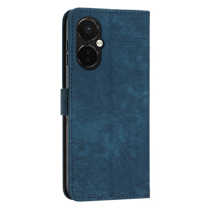 Flip Stand Phone Case for OnePlus Nord CE 3 5G , Imprint Lines PU Leather Skin-touch Phone Cover Wallet