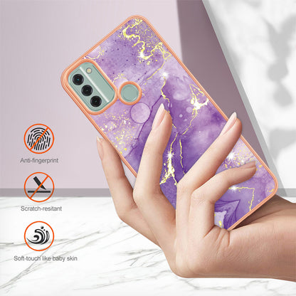 YB IMD Series-2 For Nokia C31 4G IMD Soft TPU Phone Case Electroplating Anti-scratch Marble Pattern Cover