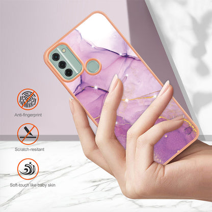 YB IMD Series-2 For Nokia C31 4G IMD Soft TPU Phone Case Electroplating Anti-scratch Marble Pattern Cover