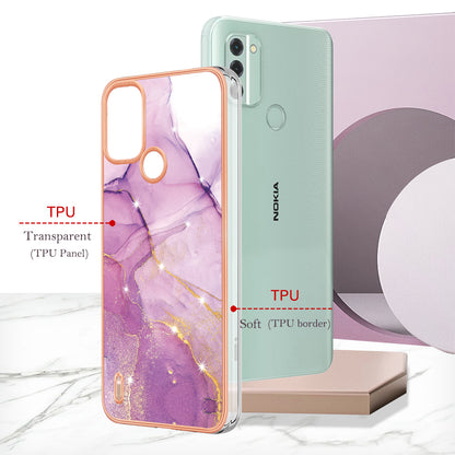 YB IMD Series-2 For Nokia C31 4G IMD Soft TPU Phone Case Electroplating Anti-scratch Marble Pattern Cover