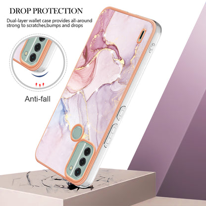YB IMD Series-2 For Nokia C31 4G IMD Soft TPU Phone Case Electroplating Anti-scratch Marble Pattern Cover