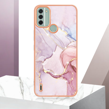 YB IMD Series-2 For Nokia C31 4G IMD Soft TPU Phone Case Electroplating Anti-scratch Marble Pattern Cover